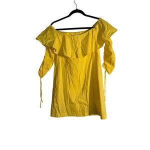 Socialite Yellow Off-Shoulder Ruffle Sleeve mini dress  Womens Size S